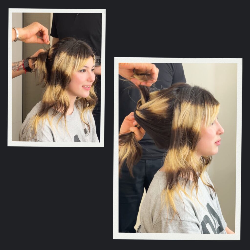 Anh Co Tran styling Alysa Liu's knot for Vanity Fair Oscars Party