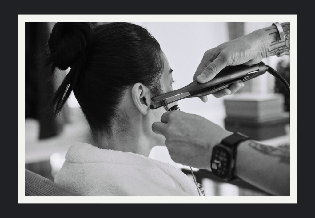 Back view of textured knot with spikey ends for Tom Ford