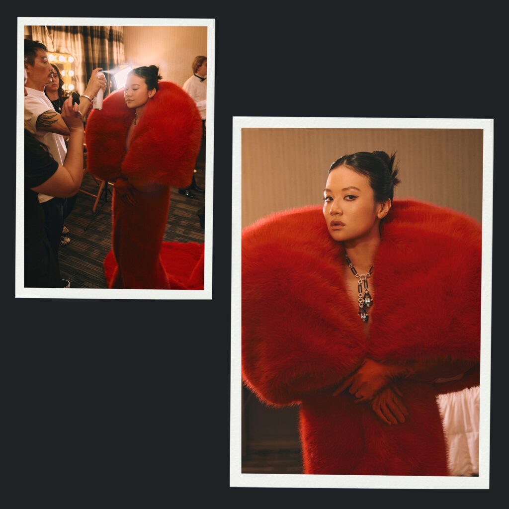 Rei Ami updo hairstyle styled by Anh Co Tran for 2026 Oscars