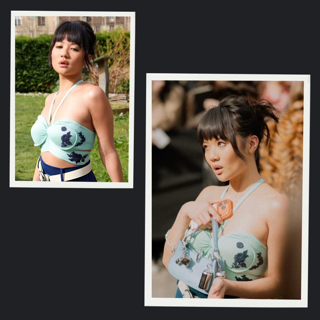 Rei Ami relaxed updo hairstyle at Rabanne Paris Fashion Week 