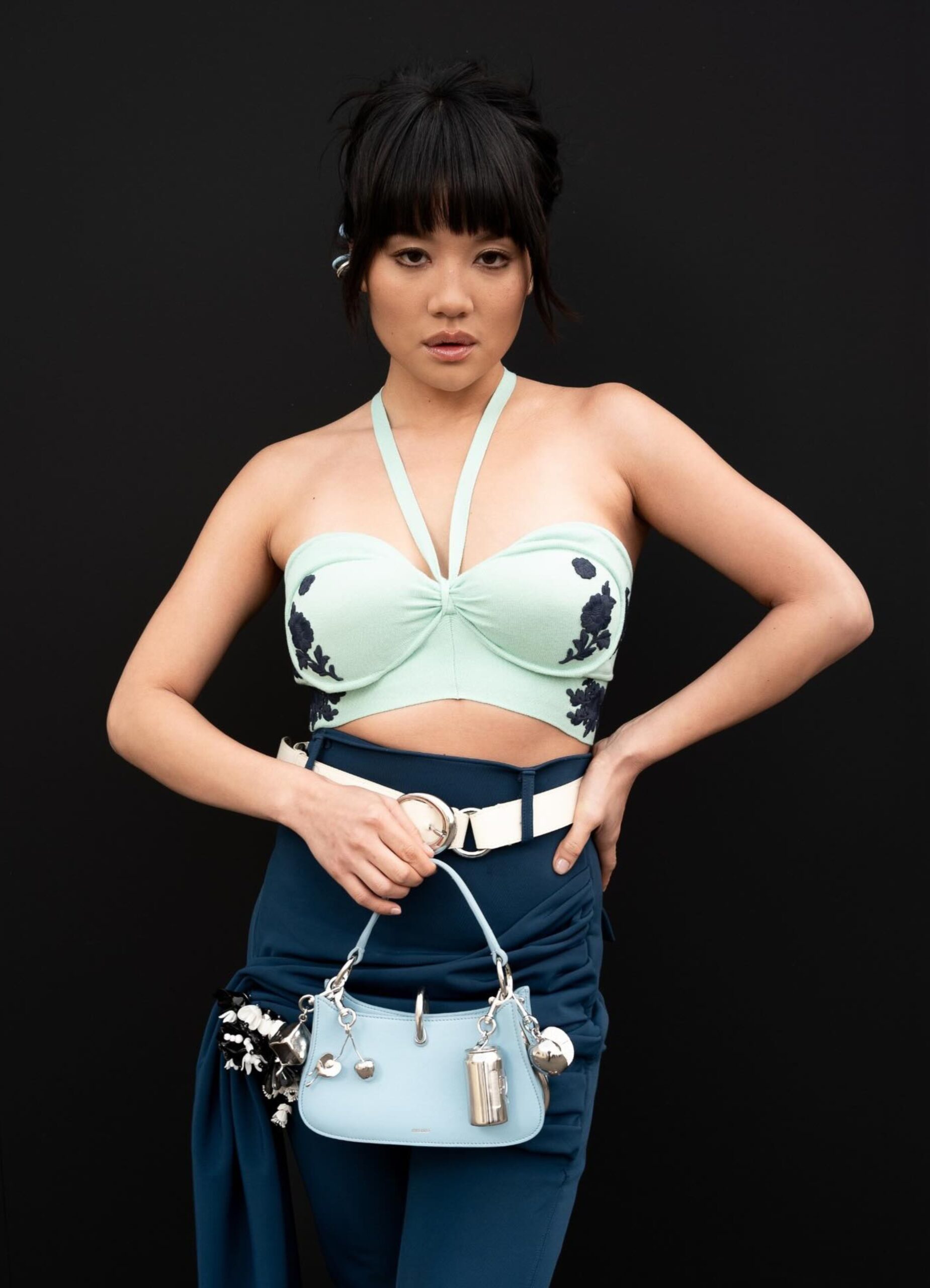 Rei Ami hair styled into effortless, edgy updo by Anh Co Tran for Rabanne runway at Paris Fashion Week