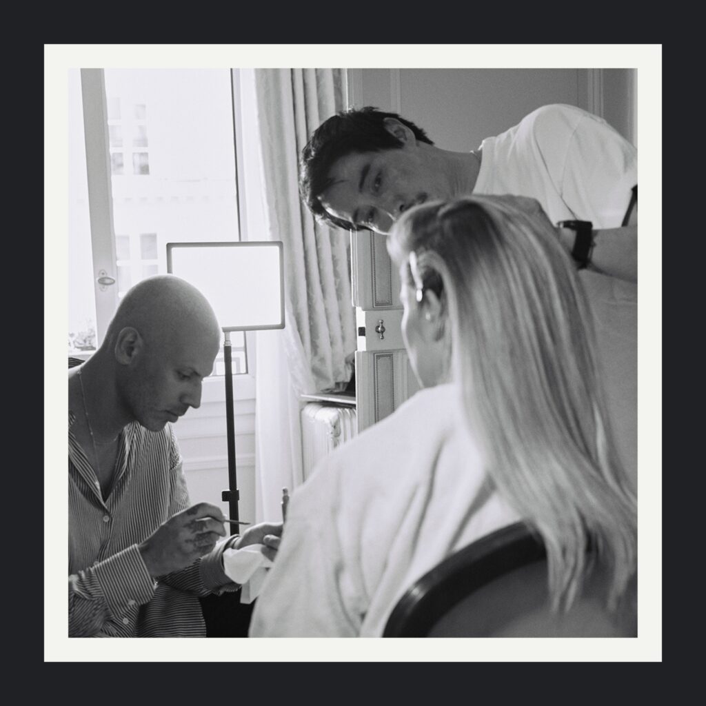 Anh Co Tran and Vincent Oquendo styling Xenia Adonts for Schiaparelli runway