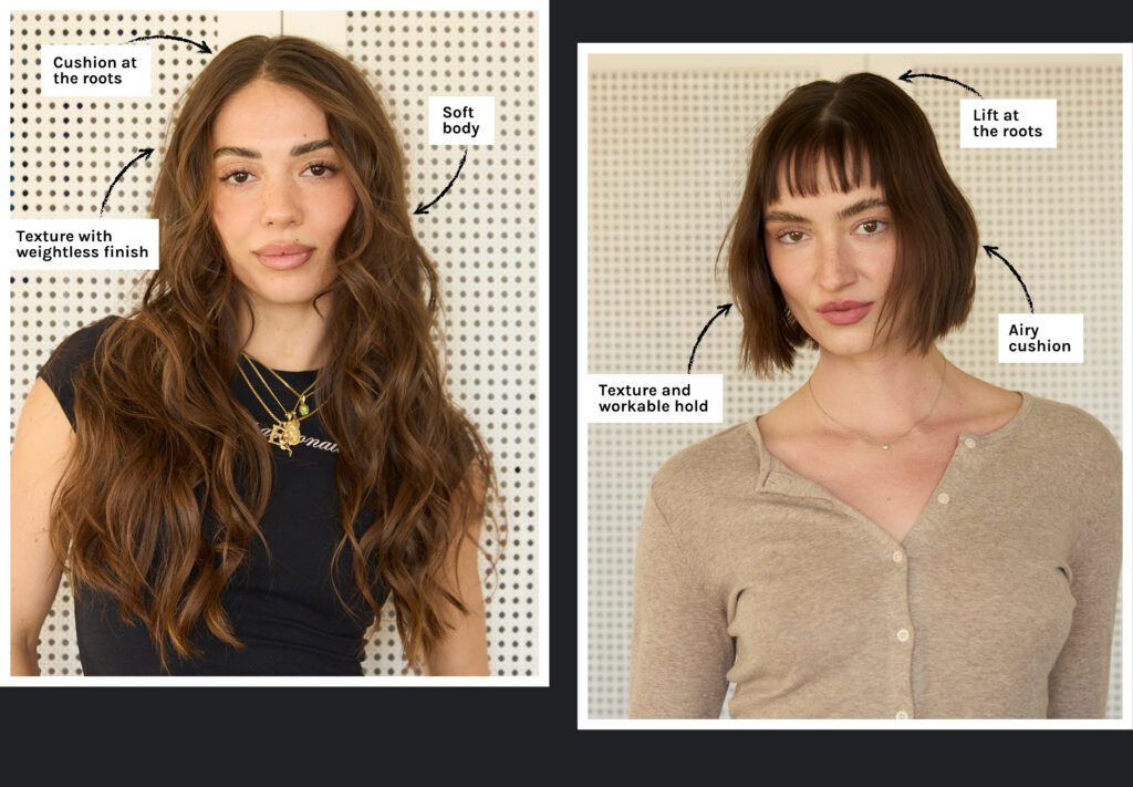 Modèles avec différentes textures de cheveux montrant les résultats de Puff Finishing Paste, stylisés par Anh Co Tran.