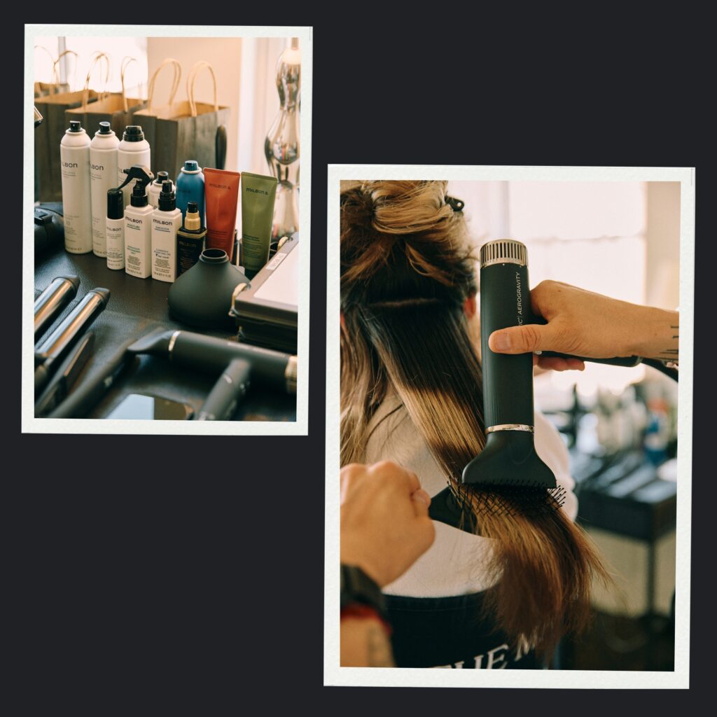 Hair preparation and blow drying for Alysa Liu’s Met Gala appearance