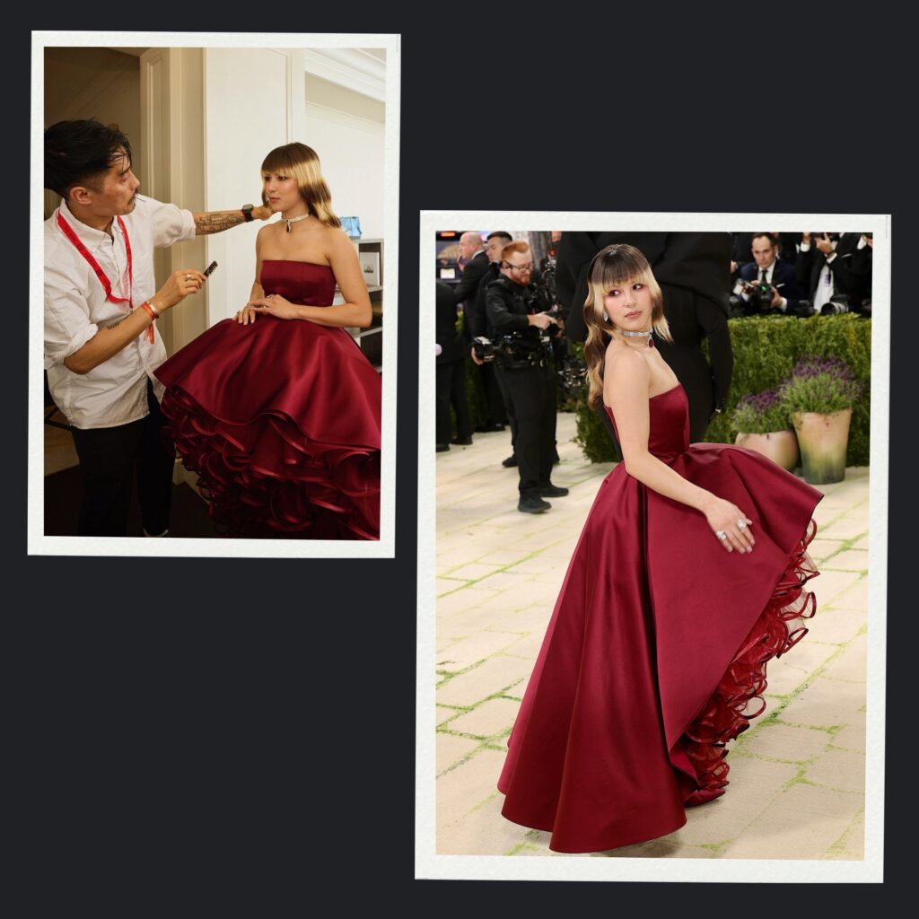 Alysa Liu’s edgy, soft wave hairstyle with subtle tucked hair detail for Met Gala 2026