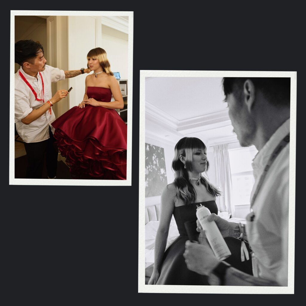 Anh Co Tran apporte la touche finale aux cheveux d'Alysa Liu dans les coulisses du Met Gala