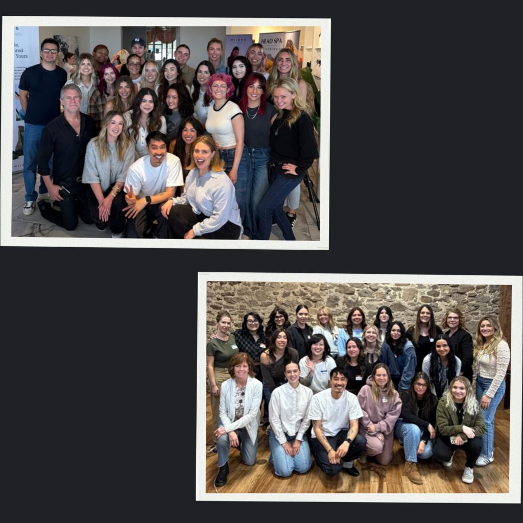 Students at the Milbon education Cut & Style Workshops led by Anh Co Tran