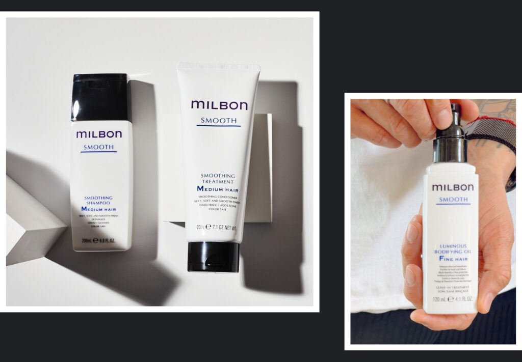 Milbon Smooth Collection products are available in three formulas for fine, medium, or coarse hair.
