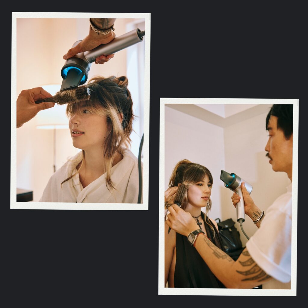 Anh Co Tran coiffe les cheveux d'Alysa Liu avec le sèche-cheveux L'Oréal AirLight Pro 