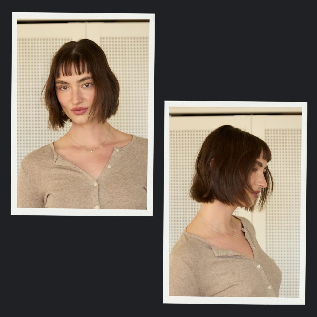 Model shows her airy cushion and volume after Anh's product styling and blowout techniques.