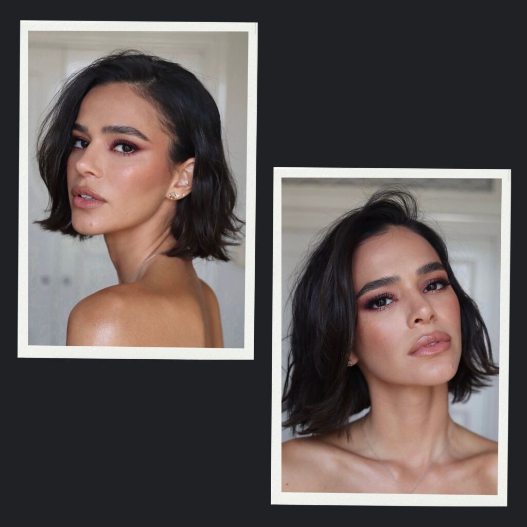 Detailed look at Bruna's wavy hairstyle for Gucci Milan Fashion Week